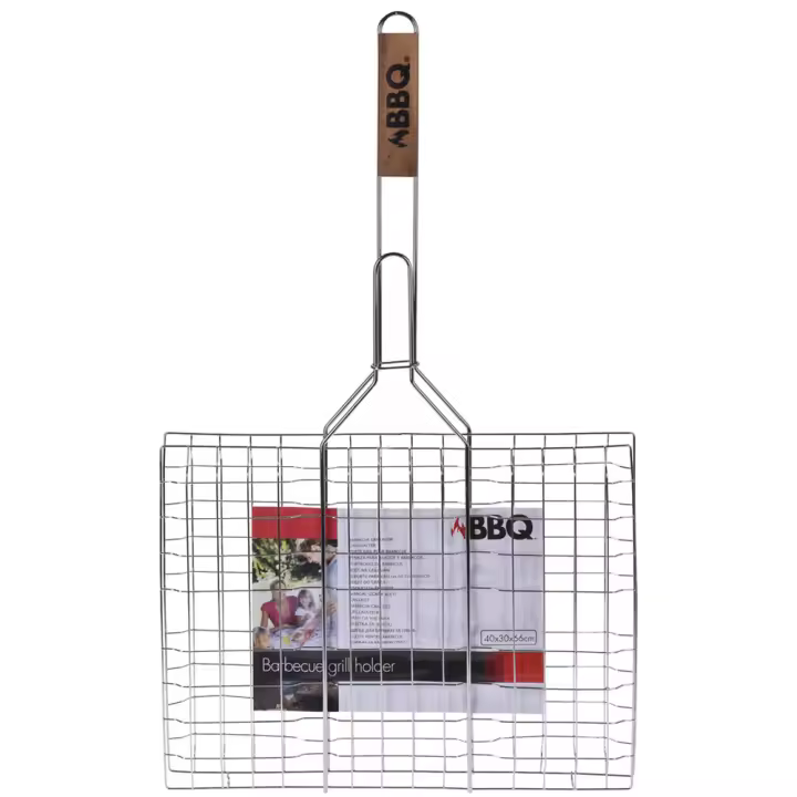 Parrilla Bbq Doble Mango Madera 40x30 Cm - 1
