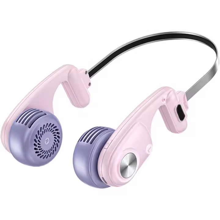 Ventilador de cuello recargable sin aspas con ajuste ajustable de 5 velocidades, ventilador ergonómico portátil de carga USB para uso en exteriores - 1