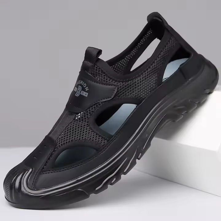 Sandalias Para Hombre Estilo Nuevo Slip-on Transpirables Con Suela Gruesa Y Ligera Zapatillas Casuales De Malla Sandalias Holgadas - 1