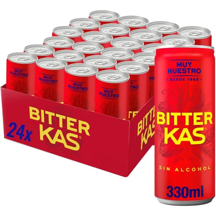 Bitter KAS 24 Latas x 330 ml, Refresco Amargo sin Alcohol, Bebida Única y Deliciosa, con Burbujas, sin Alcohol, Bebida Refrescante y Amarga, Ideal como Aperitivo - 1