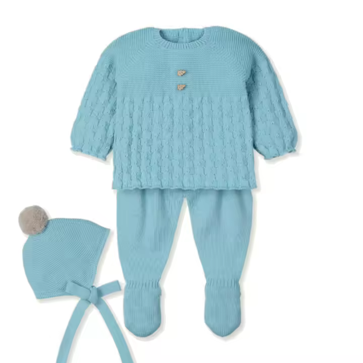 Conjunto bebe polainas punto con botones madera hojitas de marca Mac Ilusion - 1