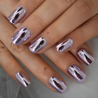 Uñas Postizas De Cromado Mediano Tamaño Square Electroplating Chrome Para Profesionales Cubierta Total De Uñas Artísticas Para Dedos - details 6