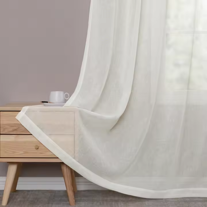 JINCHAN Cortinas Transparentes De 1 Panel Para Sala De Estar Y Dormitorio Efecto De Tela De Lino Cortina De Ventana Con Bolsa De Rodamiento Modernas Y Sencillas - 1