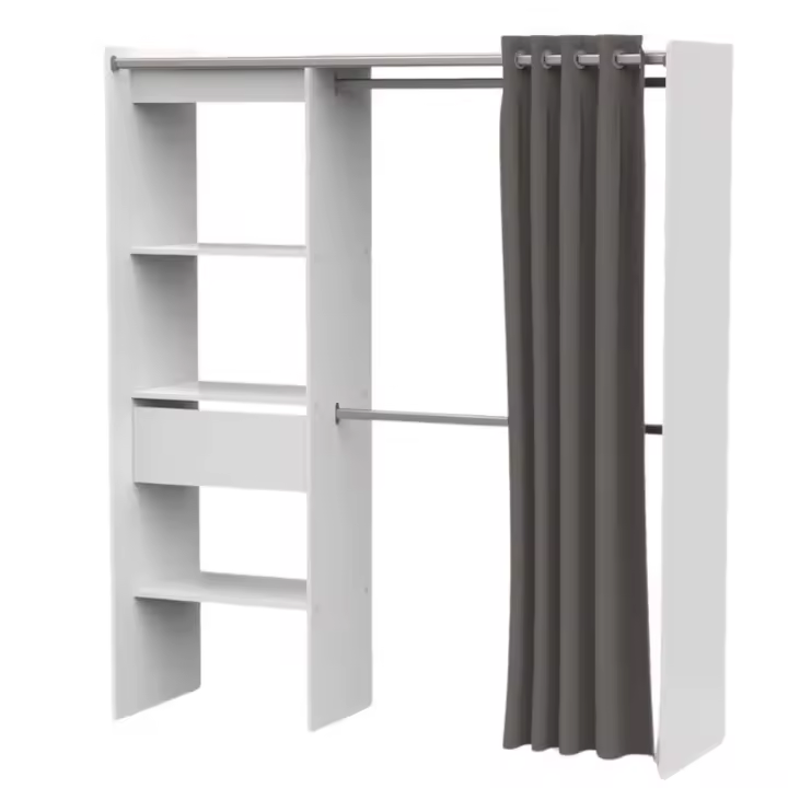 Vestidor Chicago Extensible Color Blanco 1 Cajón 2 Barras Armario Dormitorio Moderno 113-167X192 cm - 1