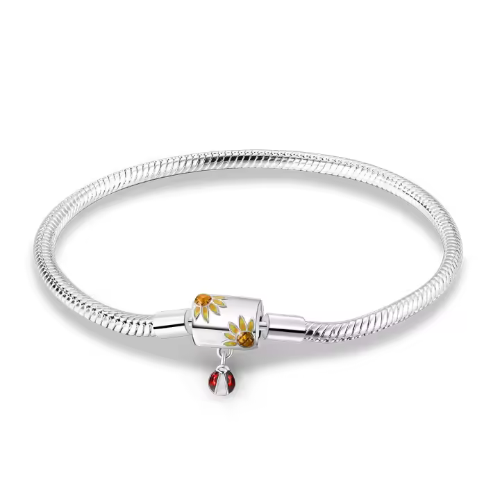Pulsera De Plata 925 Para Mujer Con Cierre Original Y Cadena De Serpiente Adecuada Para Colgar Charm Brillo Zirconia Clásica Para Fiestas - 1