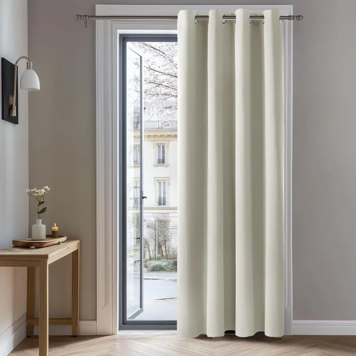 Cortinas Dormitorio Salon Opacas Moderna con Ojales, Cortinas Termicas Aislantes Frio y Calor 132*274cm(Ancho x Alto) Beige Claro, 1 Pieza - 1