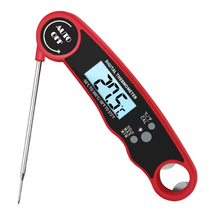 Termómetro digital para Carne, termómetro de Lectura instantánea para Alimentación, resistant to Agua y con retroiluminación para Cocinar, Freir, Asar, ahumar, Asar A LA Parrilla y hacer Dulces. Ideal para camping y Cocina. - 1