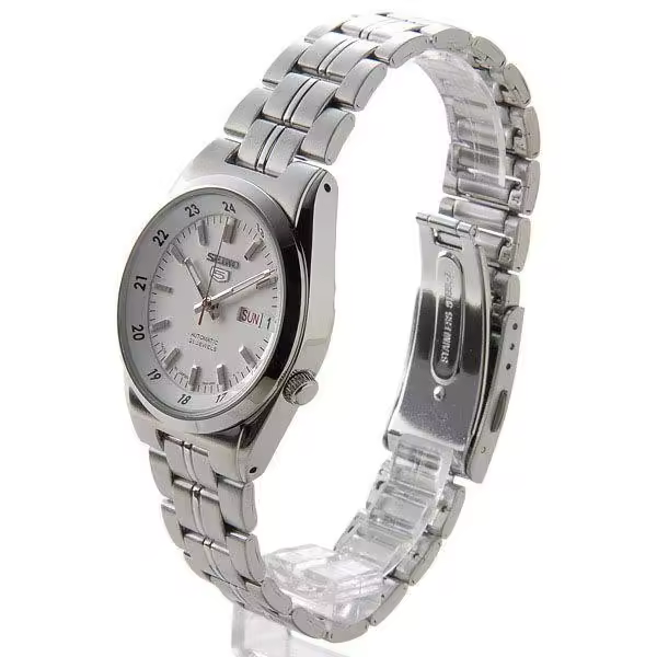 reloj hombre unisex SEIKO 5 SNK559J1 MADE IN JAPAN 36mm dial blanco correa de acero 30m WR - 1