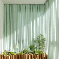 Cortina De Tules Verde Puro Sencilla Europea Para Dormitorio Y Sala De Estar 1 Pieza Cortina De Ventana Moderna Translúcida De Poliéster 100% - details 1