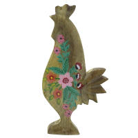 CAPRILO REGALOS & DECORACIÓN Figura Decorativa de Madera "Gallina con Flores ". Adornos y Esculturas. Animales. Regalos Originales. Decoración Hogar. 14 x 5 x 30 cm. - details 0