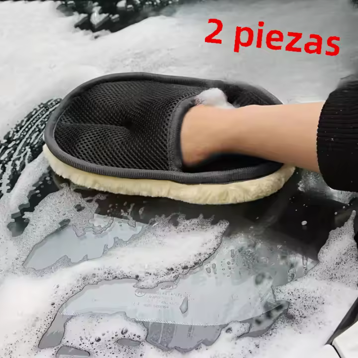 Guantes De Limpieza Para Coche 2pcs Cepillo De Lavar Con Paja Suave Para Limpieza Del Coche Y Esponja De Limpieza - 1