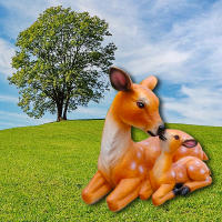 Estatua Realista De Ciervo Para Jardín Madre Y Cordero Amoroso Buck Reindeer Adorno De Jardín Patio Exterior De Resina - details 4