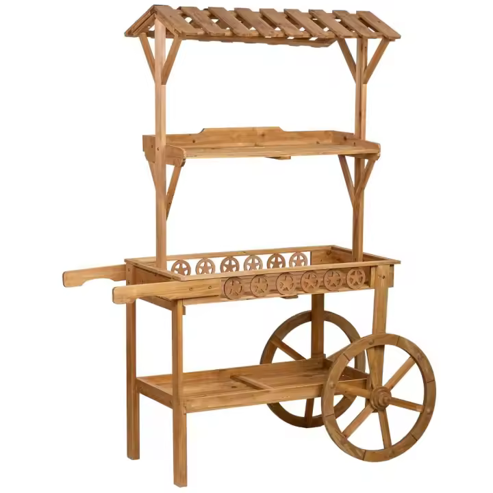 Carro expositor-estantería de madera 130x53x161h cm - 1