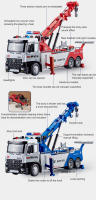 Coche De Obstrucción De Escala Grande 1:18 Doble Ranura Con Sonido Y Luz Vehículo De Ingeniería Juguete Para Niños Metal Duradero Y Fuerte Color Azul Rojo - details 2