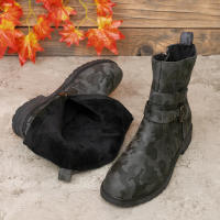 SP Cinturón con cara profunda para Mujer, estilo Korean, Nuevo, de otoño and Invierno, Con Cremallera lateral y Cabeza Redonda, parte inferior Gruesa, informal, de talla Grande - details 13