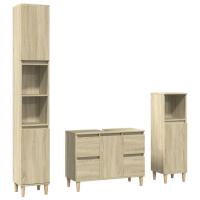 vidaXL Set de muebles de baño 3 pzas madera contrachapada roble Sonoma - details 1