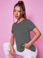 Camiseta De Yoga Sin Costuras Para Mujer Top De Fitness Entrenamiento En El Gimnasio Deportiva Corta Manga Sportswear - details 10