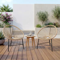Outsunny Conjunto de 2 Sillas Acapulco de Jardín de Ratán Sintético, Sillas de Jardín Exterior con Estructura de Acero Triangular, para Balcón, Terraza, Carga 120 kg, Natural - details 4