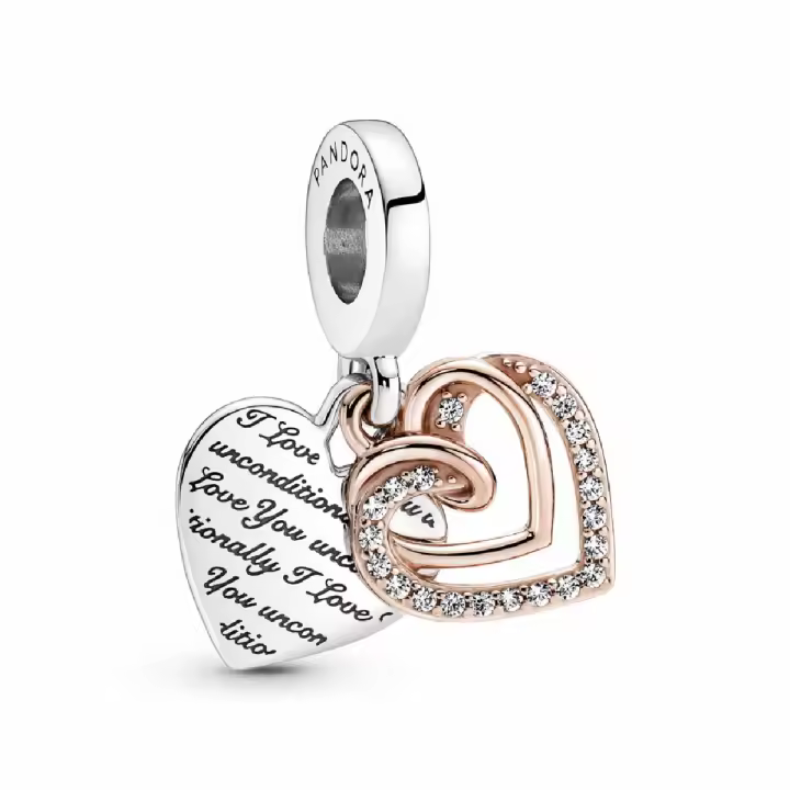 Charm colgante Pandora Doble Corazones Entrelazados - 1