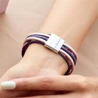 Pulsera Bohemia Vintage De Cuero Genuino Para Mujeres Y Hombres Hecha a Mano Con Cierre Magnético Ancho Joyería De Moda - details 6