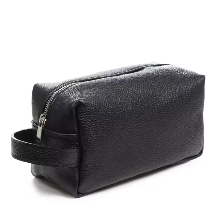 FIRENZE ARTEGIANI Arizzano neceser unisex. Piel auténtica Dollaro. Fabricado en Italia 22x10x12 Cm. Color: Negro - 1