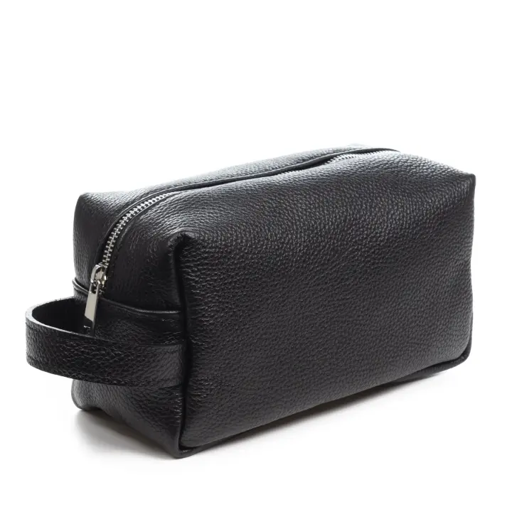 FIRENZE ARTEGIANI Arizzano neceser unisex. Piel auténtica Dollaro. Fabricado en Italia 22x10x12 Cm. Color: Negro - 1