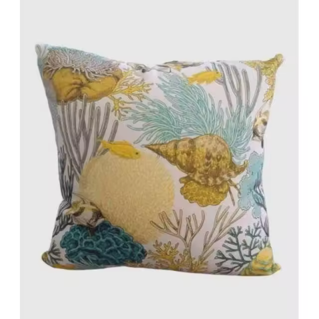 Ekilikuahome Cojín Tahiti de Coral y Peces Amarillo y Azul 45x45cm - 1