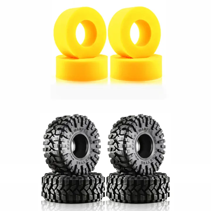 RS 4PCS Neumáticos De Goma Para RC Crawler 1:10 TRX4 Axial SCX10 II 90046 Gen8 Redcat 118*45mm 1.9" Mud Grappler Rojos - 1