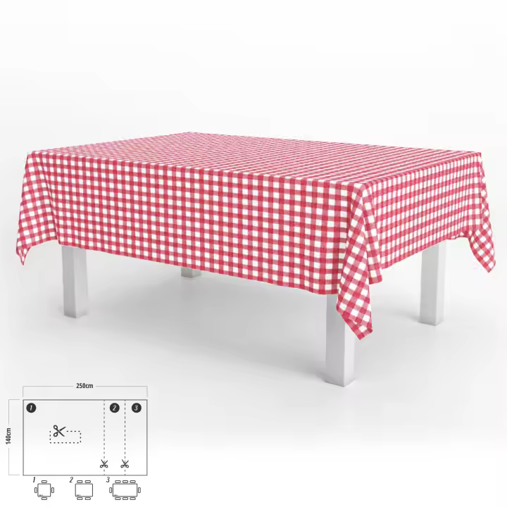 Oryx Mantel Hule Rectangular Cuadros Rojos Impermeable Antimanchas PVC 140x250 Cm - 1