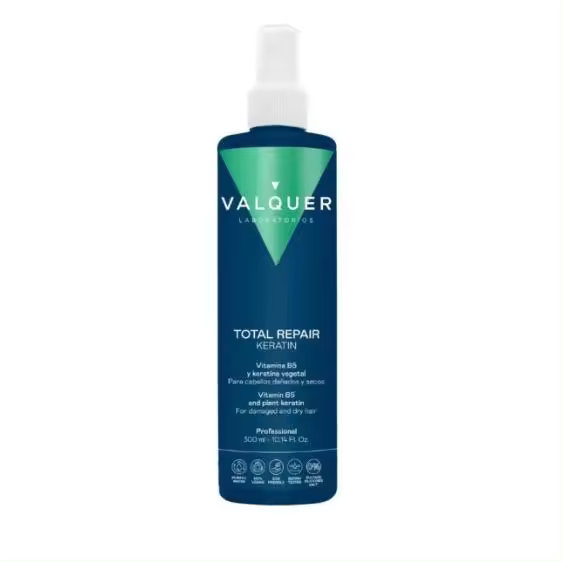 Valquer Total Repair Spray Keratina 300 ml - Reparación Profunda y Hidratación Duradera para un Cabello Fuerte y Brillante. Marca Valquer Profesional. - 1