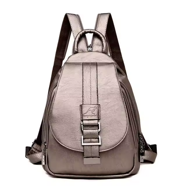 Mochipa De Mujer a la moda de Cuero, mochila de viaje duradera de alta calidad para Mujer, Diseño de Correa de hombro con Cremallera - 1