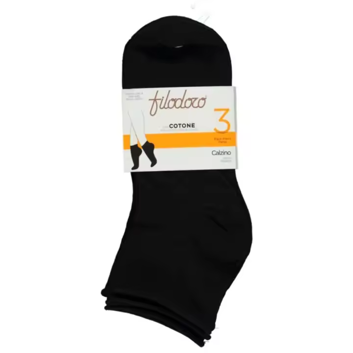 FILODORO pack 3 calcetines tobilleros en algodón sin puño - 1
