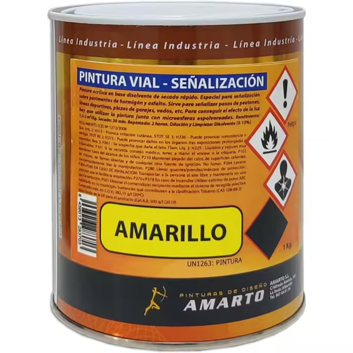 Amarto Pintura vial señalización Amarillo 750 Ml - 1
