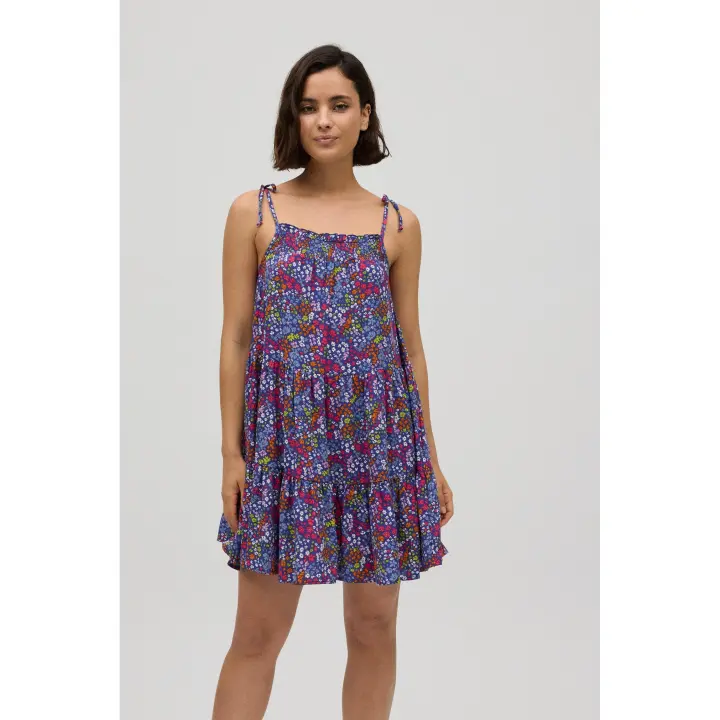 Ysabel Mora - Vestido corto tirantes anudados estampado floral - 1