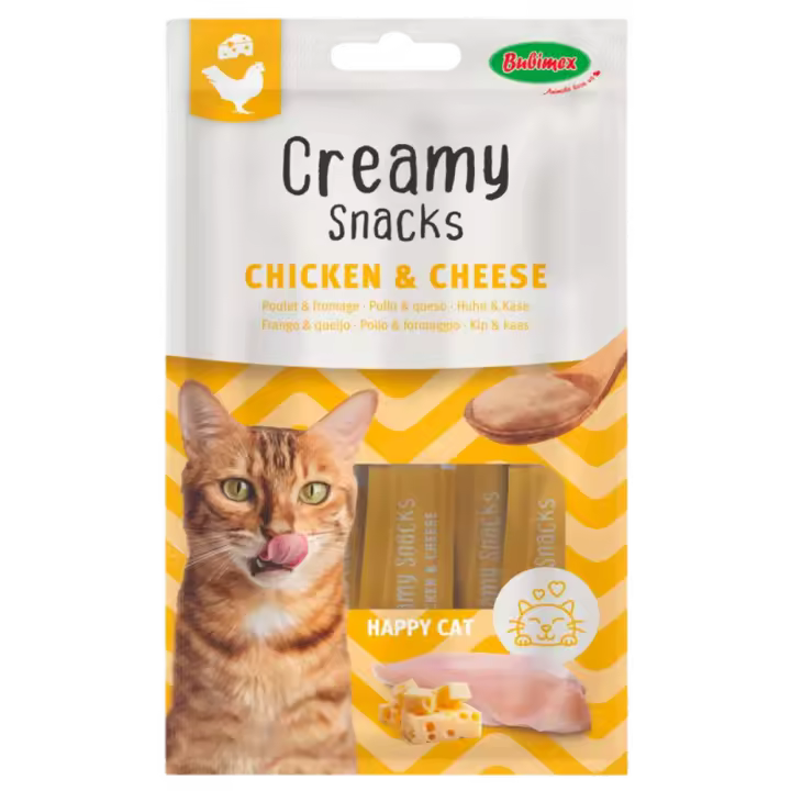 Bubimex  Delicioso Snack Cremoso para Gatos Felices de Pollo y Queso 4x60g - 1