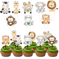24Pcs Topper De Pastel De Animales Salvajes Para Niños Tigre Elefante Giraffa Decoración De Cumpleaños Selva Selva DIY Suministros De Decoración De Pastel - details 4