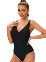 Nueva Monopiece De Verano Para Mujer Talla Grande Con Cuello En V Y Cross Ajustable Color Sólido Traje De Baño Elegante Y Sexy - details 9