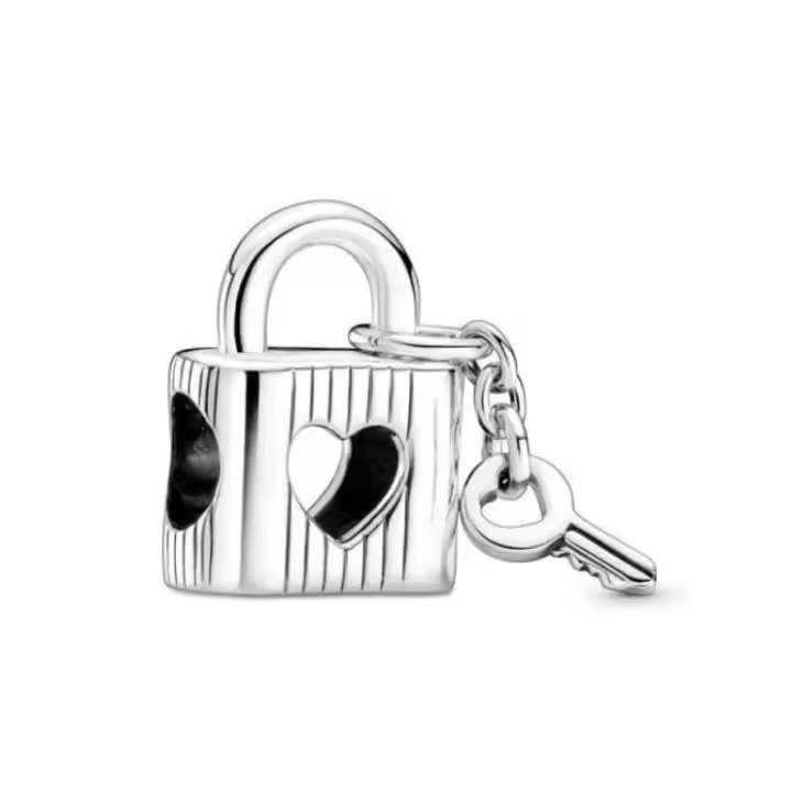 Pandora Moments Charms - Candado y llave de plata de ley，Viene con un embalaje de caja de regalo completo. - 1