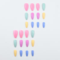 Juego Completo De Uñas Postizas De Punto Almendrado Largo 24 Piezas Estilo Dopamine Multicolor Incluye 1 Gel De Jalea Y 1 Nai - details 1