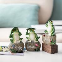 Decoración Rustica De Hogar Con Animal Ornamento De Jardín Piscina Aquascape Escritura Inglesa Rana En Piedra Resina Tamaño 10cm - details 2