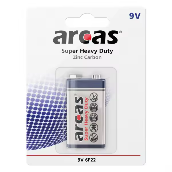 Arcas Baterías 9V  de zinc-carbono 6F22 Blister 1 pieza - 1
