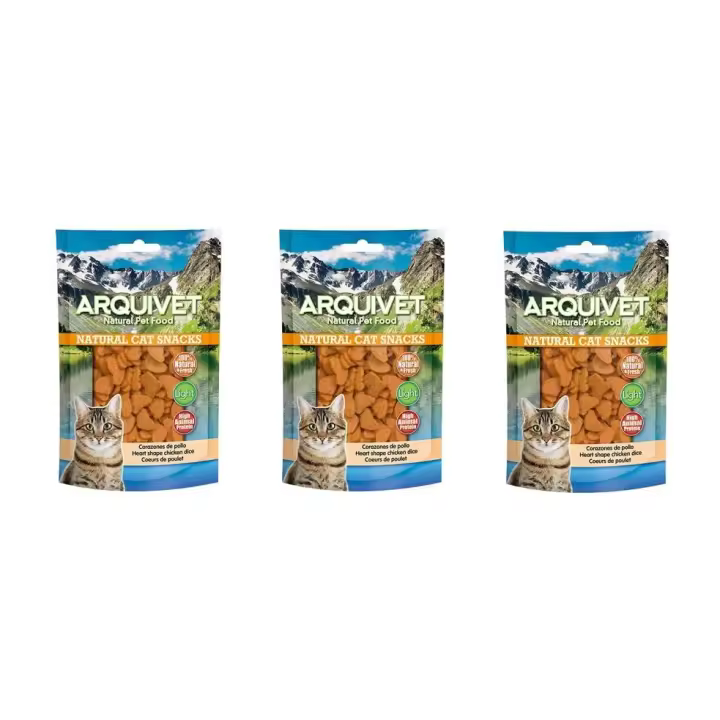 Snacks para Gatos  Corazones de Pollo 50 Gr -100% Naturales (Pack de 3 Unidades ) Arquivet - 1