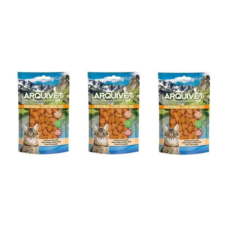 Snacks para Gatos  Corazones de Pollo 50 Gr -100% Naturales (Pack de 3 Unidades ) Arquivet - 1