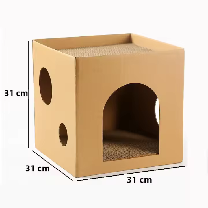 Juguete Para Gatos Caja De Cartón DIY Doble Con Plataforma De Rascado Y Cama Protege Muebles Juguete De Masticar Para Gatos - 1