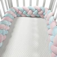 Almohadilla De Protección Para Cuna 200CM Para Bebé Niño Decoración De Habitación De Cuna Algodón Sólido Tres Piezas - details 3