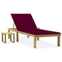 vidaXL Tumbona de jardín con mesa y cojín de madera de pino impregnada en color Verde/Estampado cuadros rojos/Verde brillante y más | acolchados duraderos para sofás de jardín terraza exterior - details 10