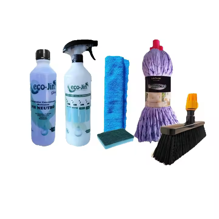 PACK Nº9 Limpieza Laboncler –> ECO JIN (ELEGIR) + DIFUSOR + FREGONA (ELEGIR) + ESCOBA (ELEGIR) + BAYETA MICROFIBRA + ESTOPAJO CON ESPONJA - 1