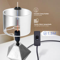 Aigostar Lámpara de Cerámica, casquillo E14, φ220mm. Forma de diamante, Plateado. Lámpara de Mesa o Mesita de Noche, Pantalla de Tela, Lámpara Escritorio Diseño moderno para Estudio, Salón - details 10