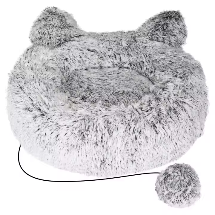 Nobleza - Cama Gato, Cama para Mascotas Lavable, Tela Suave con Bola Colgante Juguete, Forma de Oreja de Gato, 50X50X14CM - 1
