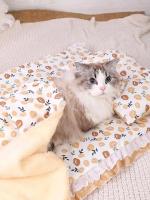 Cama De Gato Con Almohada Universal Tres Piezas Nest Princesa Para Perro Almohadilla De Mascota Cama De Dormir Para Gato Pequeño Y Mediano Mantel Para Mascota - details 7
